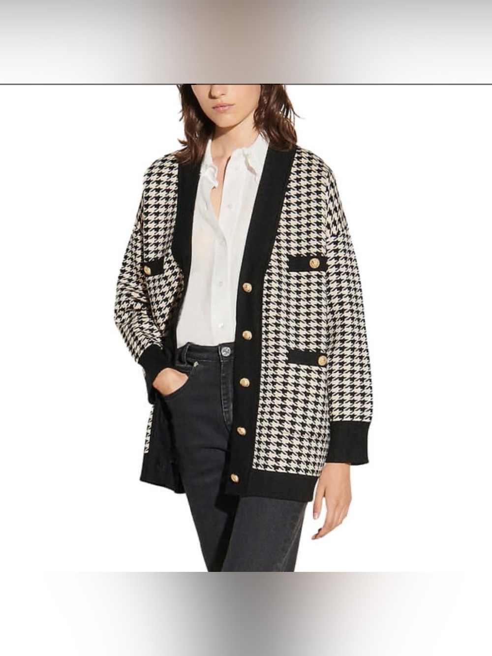 Sandro Houndstooth Cardigan Size 0
